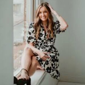 Jessica Simpson Black and White Floral Mini Dress